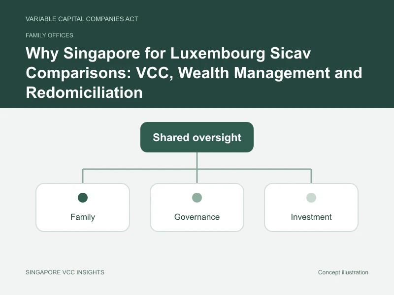 Family offices illustration for Why Singapore for Luxembourg Sicav Comparisons: VCC, Wealth Management and Redomiciliation