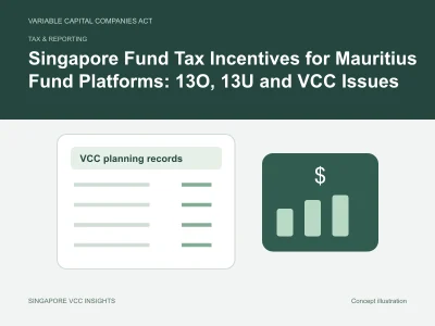 Tax & reporting illustration for Singapore Fund Tax Incentives for Mauritius Fund Platforms: 13O, 13U and VCC Issues