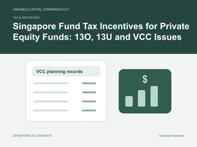Tax & reporting illustration for Singapore Fund Tax Incentives for Private Equity Funds: 13O, 13U and VCC Issues