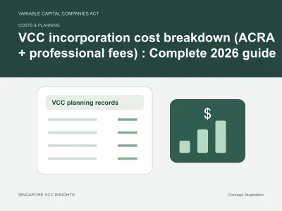 Costs & planning illustration for VCC incorporation cost breakdown (ACRA + professional fees)