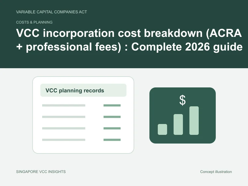 Costs & planning illustration for VCC incorporation cost breakdown (ACRA + professional fees)