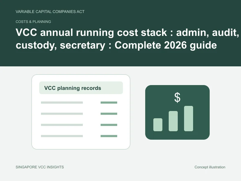Costs & planning illustration for VCC annual running cost stack : admin, audit, custody, secretary