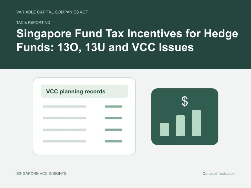 Tax & reporting illustration for Singapore Fund Tax Incentives for Hedge Funds: 13O, 13U and VCC Issues