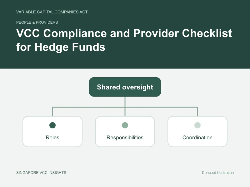 People & providers illustration for VCC Compliance and Provider Checklist for Hedge Funds