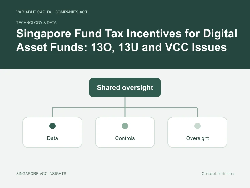 Technology & data illustration for Singapore Fund Tax Incentives for Digital Asset Funds: 13O, 13U and VCC Issues