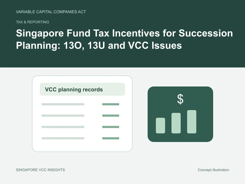 Tax & reporting illustration for Singapore Fund Tax Incentives for Succession Planning: 13O, 13U and VCC Issues