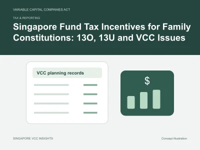 Tax & reporting illustration for Singapore Fund Tax Incentives for Family Constitutions: 13O, 13U and VCC Issues
