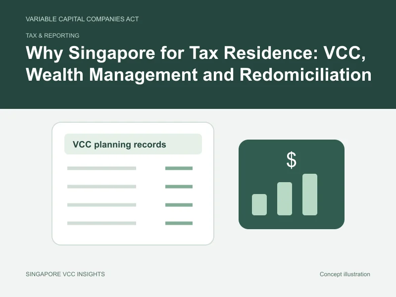Tax & reporting illustration for Why Singapore for Tax Residence: VCC, Wealth Management and Redomiciliation