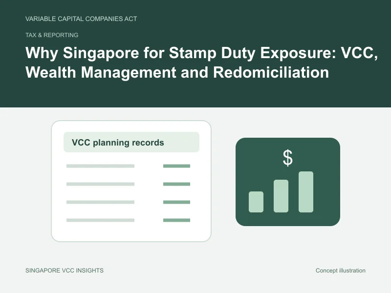 Tax & reporting illustration for Why Singapore for Stamp Duty Exposure: VCC, Wealth Management and Redomiciliation