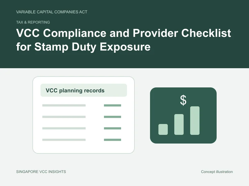 Tax & reporting illustration for VCC Compliance and Provider Checklist for Stamp Duty Exposure