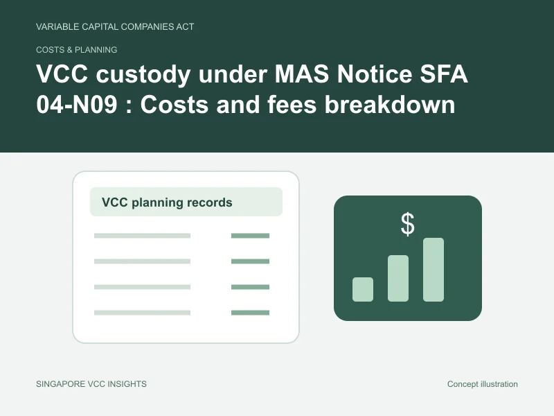 Costs & planning illustration for VCC custody under MAS Notice SFA 04-N09