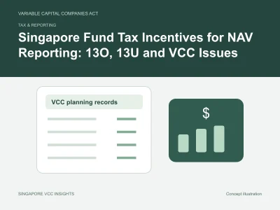 Tax & reporting illustration for Singapore Fund Tax Incentives for NAV Reporting: 13O, 13U and VCC Issues
