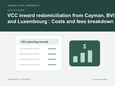 Costs & planning illustration for VCC inward redomiciliation from Cayman, BVI and Luxembourg