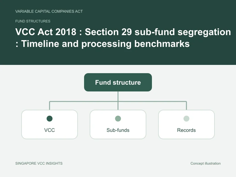 Fund structures illustration for VCC Act 2018 : Section 29 sub-fund segregation : Timeline and processing benchmarks