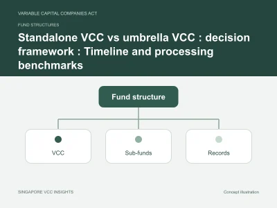 Fund structures illustration for Standalone VCC vs umbrella VCC : decision framework : Timeline and processing benchmarks