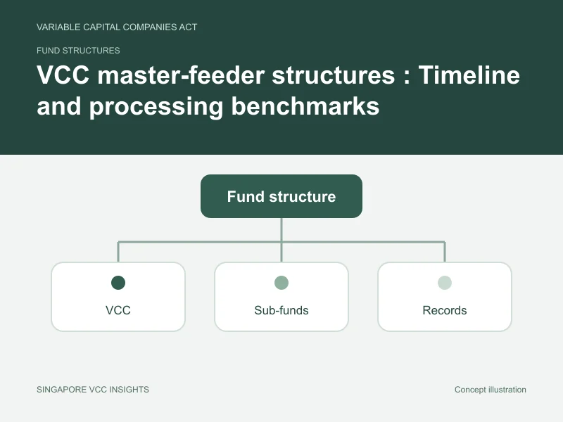 Fund structures illustration for VCC master-feeder structures : Timeline and processing benchmarks