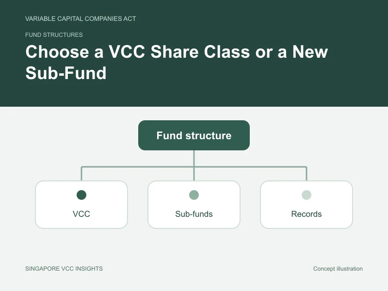 Fund structures illustration for Choose a VCC Share Class or a New Sub-Fund