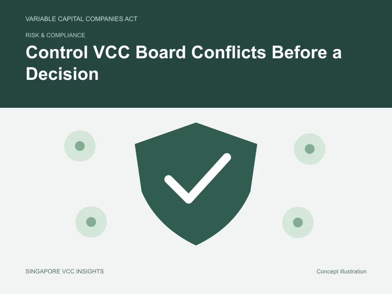 Risk & compliance illustration for Control VCC Board Conflicts Before a Decision