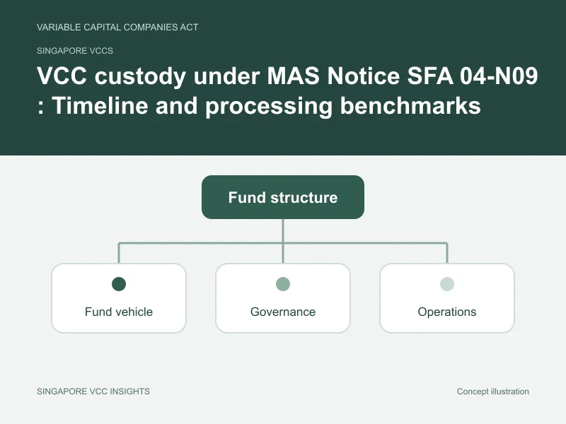 Singapore VCCs illustration for VCC custody under MAS Notice SFA 04-N09 : Timeline and processing benchmarks