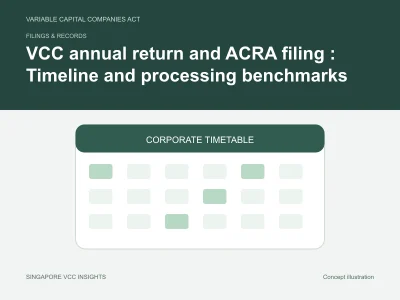 Filings & records illustration for VCC annual return and ACRA filing : Timeline and processing benchmarks