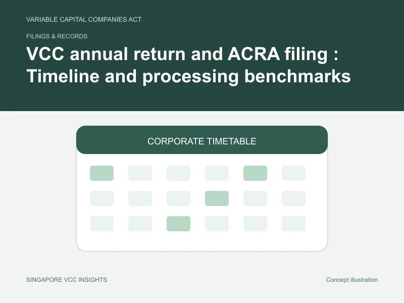 Filings & records illustration for VCC annual return and ACRA filing : Timeline and processing benchmarks