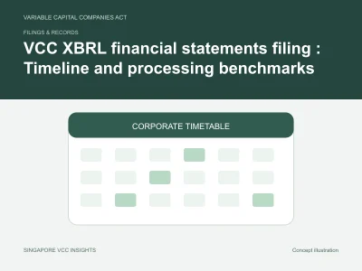 Filings & records illustration for VCC XBRL financial statements filing : Timeline and processing benchmarks