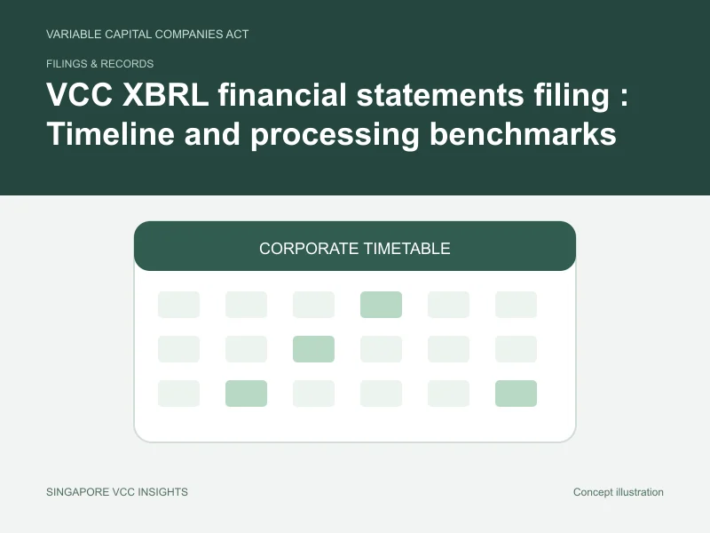 Filings & records illustration for VCC XBRL financial statements filing : Timeline and processing benchmarks