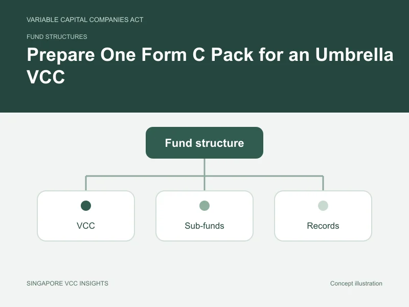 Fund structures illustration for Prepare One Form C Pack for an Umbrella VCC
