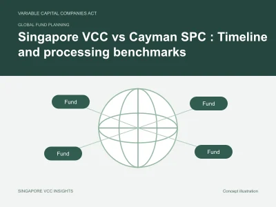 Global fund planning illustration for Singapore VCC vs Cayman SPC : Timeline and processing benchmarks