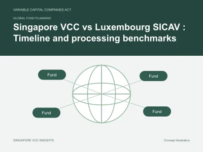 Global fund planning illustration for Singapore VCC vs Luxembourg SICAV : Timeline and processing benchmarks