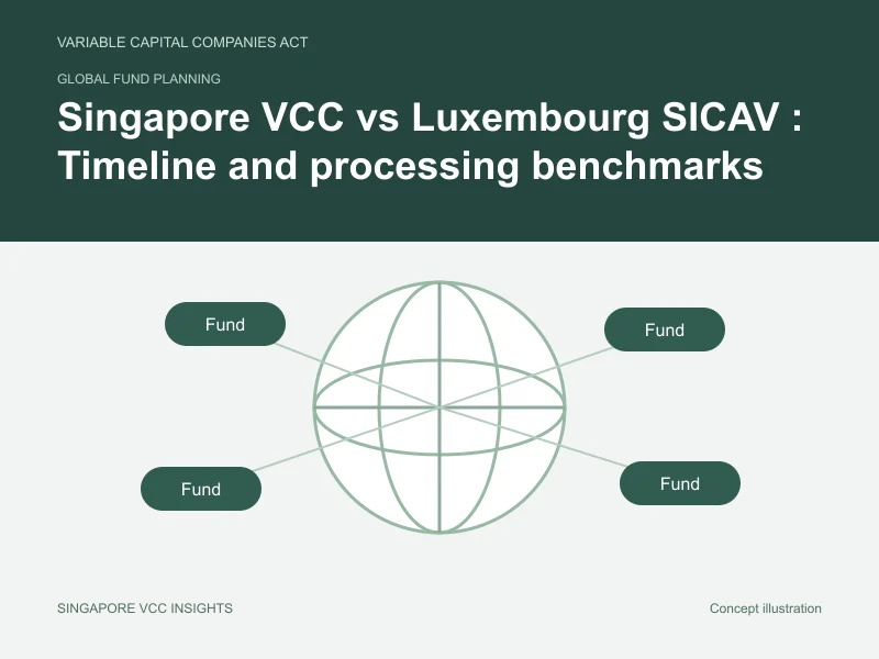 Global fund planning illustration for Singapore VCC vs Luxembourg SICAV : Timeline and processing benchmarks
