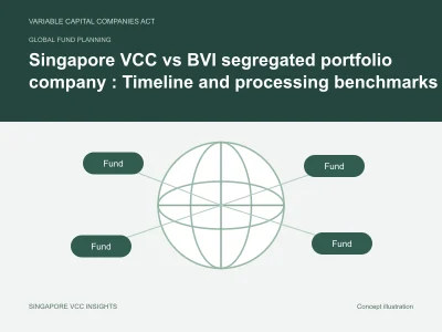 Global fund planning illustration for Singapore VCC vs BVI segregated portfolio company : Timeline and processing benchmarks