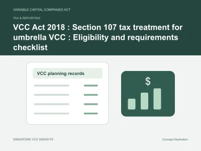Tax & reporting illustration for VCC Act 2018 : Section 107 tax treatment for umbrella VCC