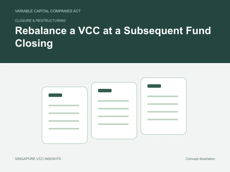 Closure & restructuring illustration for Rebalance a VCC at a Subsequent Fund Closing