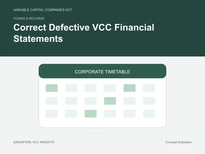 Filings & records illustration for Correct Defective VCC Financial Statements