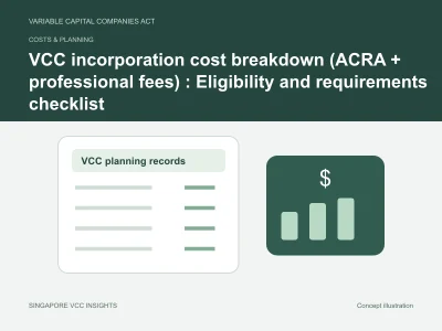 Costs & planning illustration for VCC incorporation cost breakdown (ACRA + professional fees)