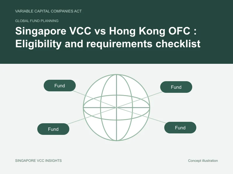 Global fund planning illustration for Singapore VCC vs Hong Kong OFC