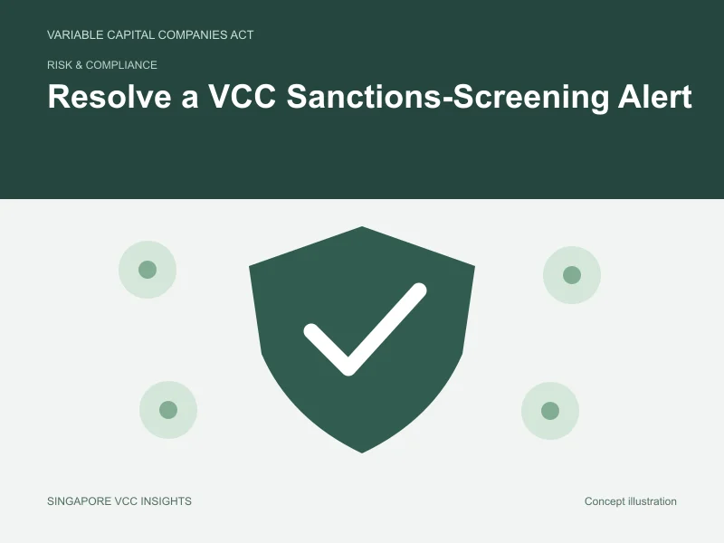 Risk & compliance illustration for Resolve a VCC Sanctions-Screening Alert