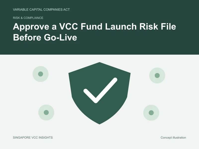 Risk & compliance illustration for Approve a VCC Fund Launch Risk File Before Go-Live