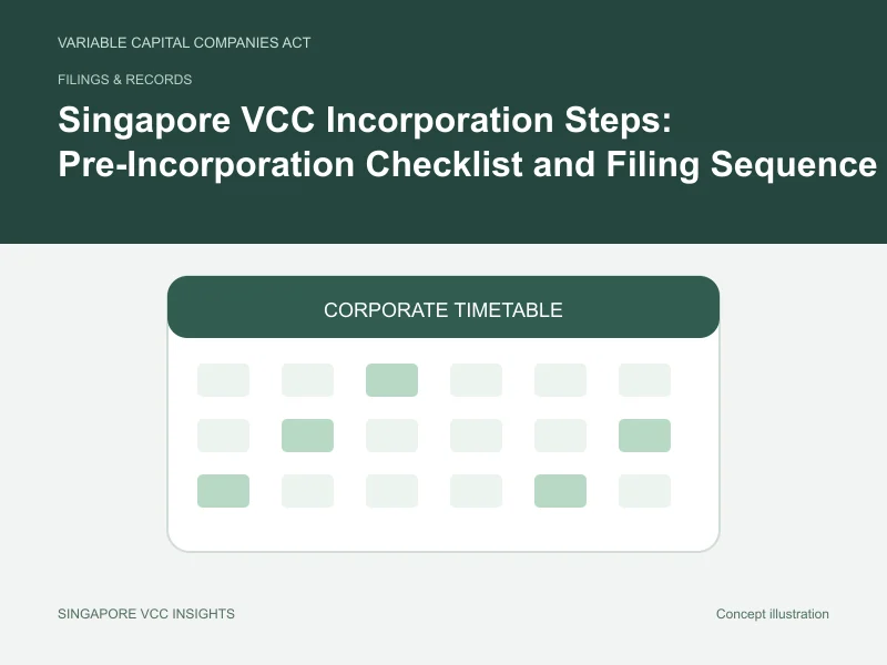 Filings & records illustration for Singapore VCC Incorporation Steps: Pre-Incorporation Checklist and Filing Sequence