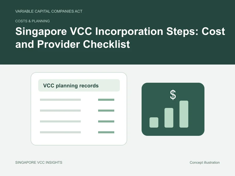 Costs & planning illustration for Singapore VCC Incorporation Steps: Cost and Provider Checklist