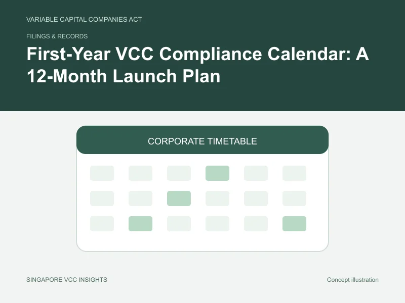Filings & records illustration for First-Year VCC Compliance Calendar: A 12-Month Launch Plan