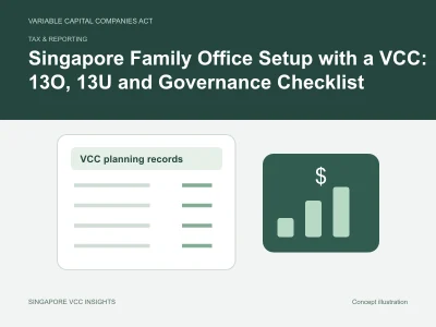 Tax & reporting illustration for Singapore Family Office Setup with a VCC: 13O, 13U and Governance Checklist