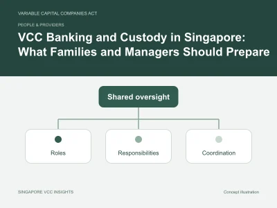People & providers illustration for VCC Banking and Custody in Singapore: What Families and Managers Should Prepare