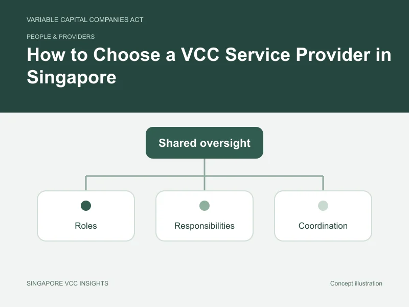 People & providers illustration for How to Choose a VCC Service Provider in Singapore
