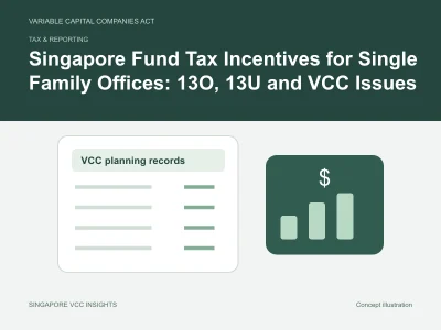 Tax & reporting illustration for Singapore Fund Tax Incentives for Single Family Offices: 13O, 13U and VCC Issues