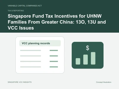 Tax & reporting illustration for Singapore Fund Tax Incentives for UHNW Families From Greater China: 13O, 13U and VCC Issues