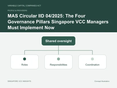People & providers illustration for MAS Circular IID 04/2025: The Four Governance Pillars Singapore VCC Managers Must Implement Now