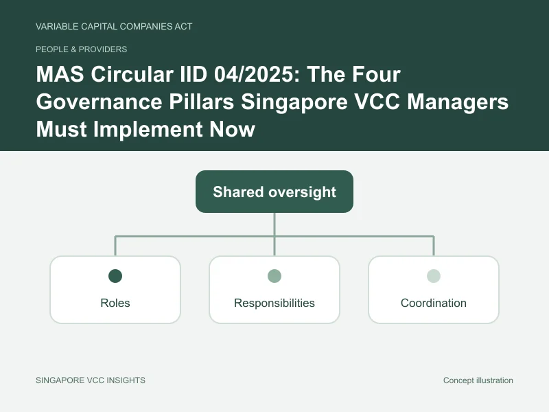 People & providers illustration for MAS Circular IID 04/2025: The Four Governance Pillars Singapore VCC Managers Must Implement Now