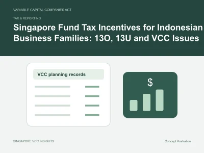 Tax & reporting illustration for Singapore Fund Tax Incentives for Indonesian Business Families: 13O, 13U and VCC Issues